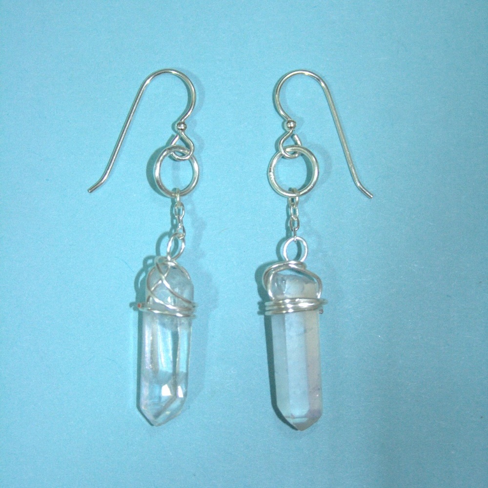 Quartz crystal Sterling silver drop earrings